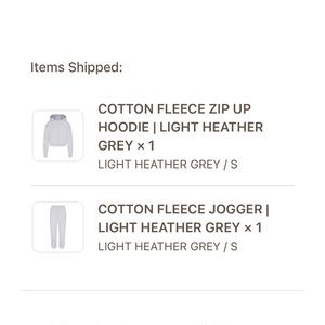 SKIMS COTTON FLEECE ZIP UP HOODIE AND COTTON FLEECE JOGGER | LIGHT HEATHER SMALL